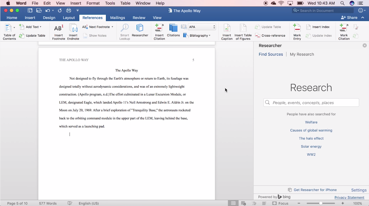 how to insert a citation in word on mac